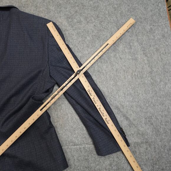 Ralph Lauren Blazer Mens 48L Blue 2 Button Silk Wool Sport Coat Jacket Checked - Picture 9 of 14